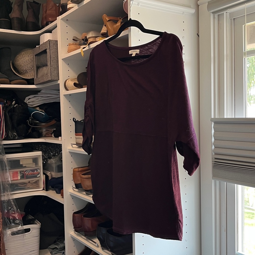 Max Studio Women's Deep Plum Long 1/2 sleeve top